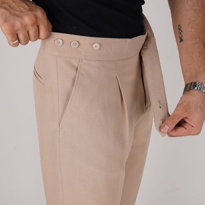 شلوار پارچه ای نیم بگ  ZARA مدل سه دکمه - کرم