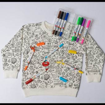 لباس کودک قابل رنگ‌آمیزی با ماژیک 12 رنگ + کارت‌های بازی