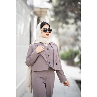 ست کراپ کت و شلوار و ژیله کرپ مازراتی آنیتا