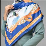 روسری طرح کیش و پرنده قبا سرمه ای تیره