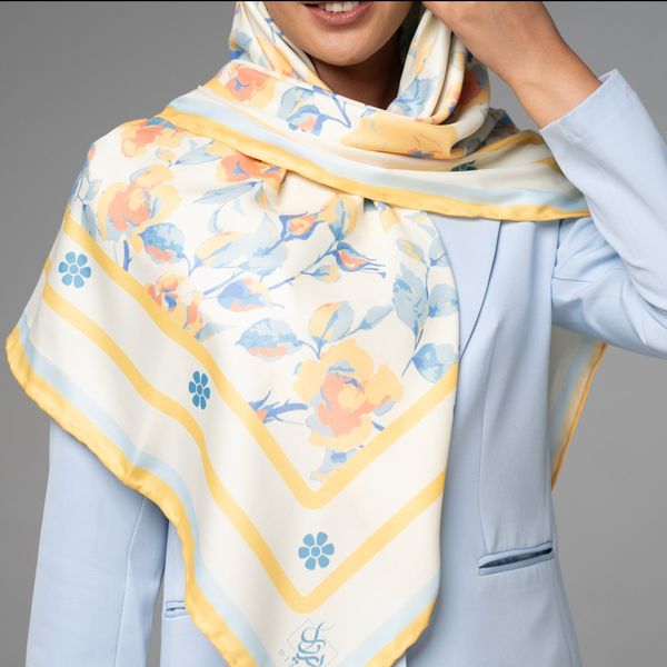 روسری گل رز زرد ایرانی