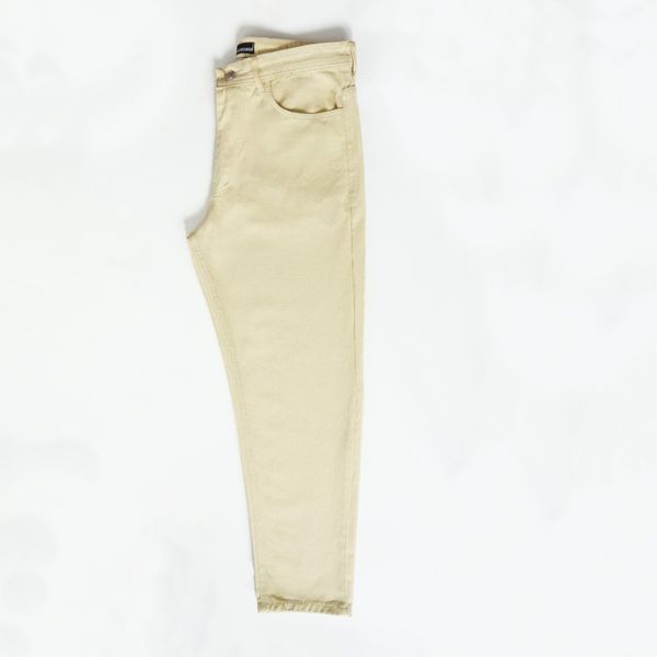 شلوار کتان مام فیت مردانه کرم روشن ، بدون زاپ - کد 0037