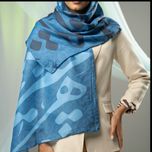 شال کالیگرافی اشعار ایرانی رنگ  آبی