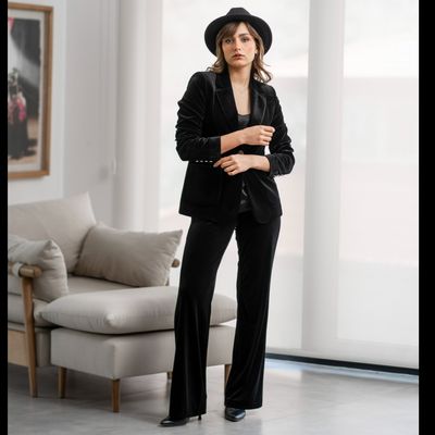 کت مخمل مشکی براق