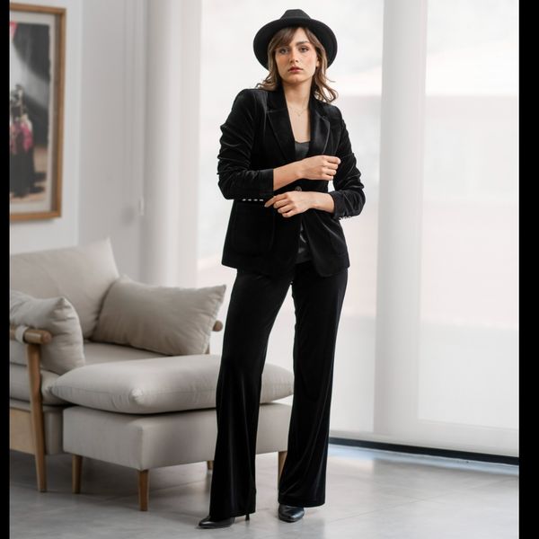 کت مخمل مشکی براق