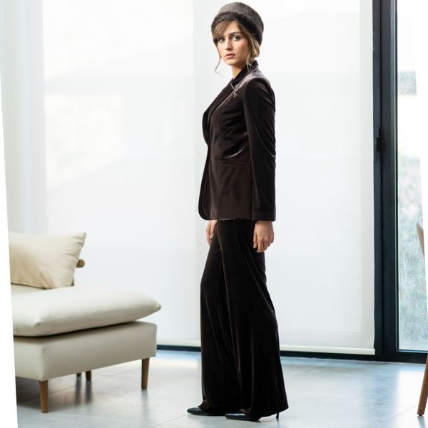 کت مخمل شکلاتی براق