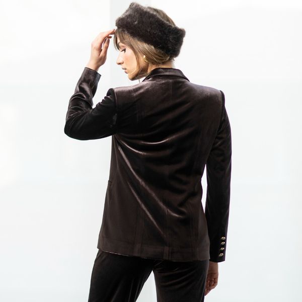 کت مخمل شکلاتی براق