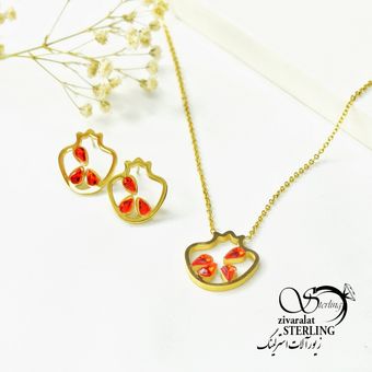 نیمست استیل یلدایی طرح انار با دونه های سه تایی کد 5114