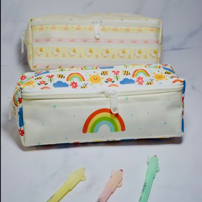 جامدادی سه زیپ رنگین کمان رنگی رنگی2