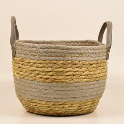 سبد حصیری دسته چرم