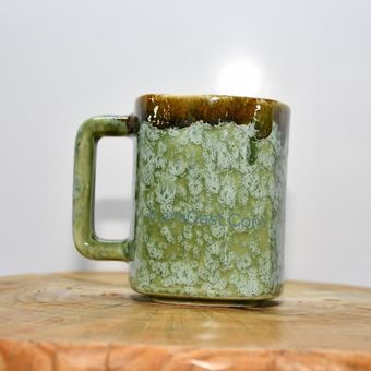 ماگ شره سبز و آبی فرم مربعی