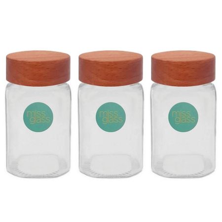 ست جا ادویه ای میس گلس مدل M در چوبی بسته 3 عددی*688
