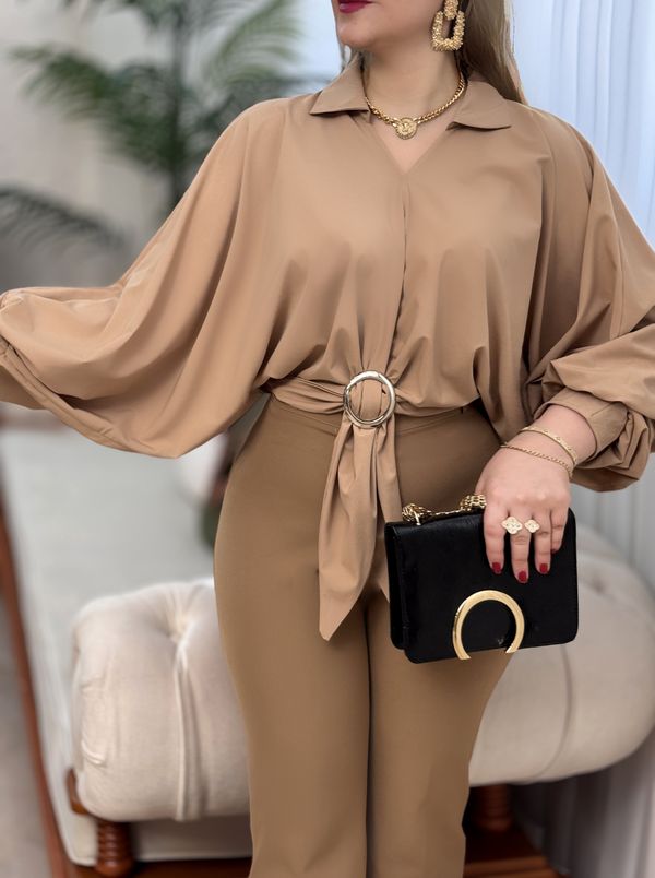 شومیز کرپ حلقه ای2823