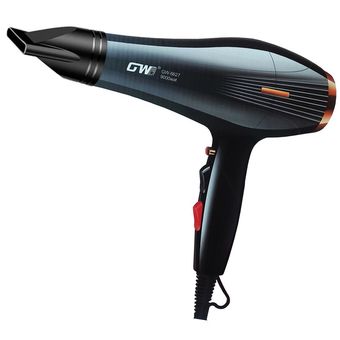 سشوار حرفه‌ای جی دبلیو مدل 6627، موتور AC با توان مصرفی 9000 وات، دارای قابلیت باد سرد، طراحی ارگونومیک، با حالت صاف‌کننده و حجم