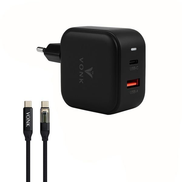 شارژر دیواری 45 وات 2 پورت وونک مدل CA-45 به همراه کابل USB‑C