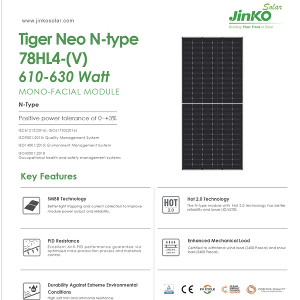 پنل خورشیدی جینکو Jinko Solar 620w فروش پالتی