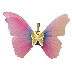 آویز گردنبند طلا 18 عیار زنانه گالری صادقی طرح پروانه پارچه ای کد 46