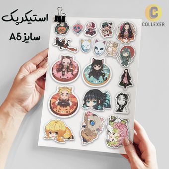 استیکر پک انیمه طرح شیطان کش (Demon Slayer) بدون برش سایز A5 کد 04