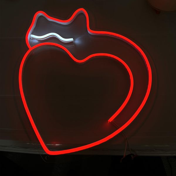 چراغ دیواری مدل نئون طرح گربه