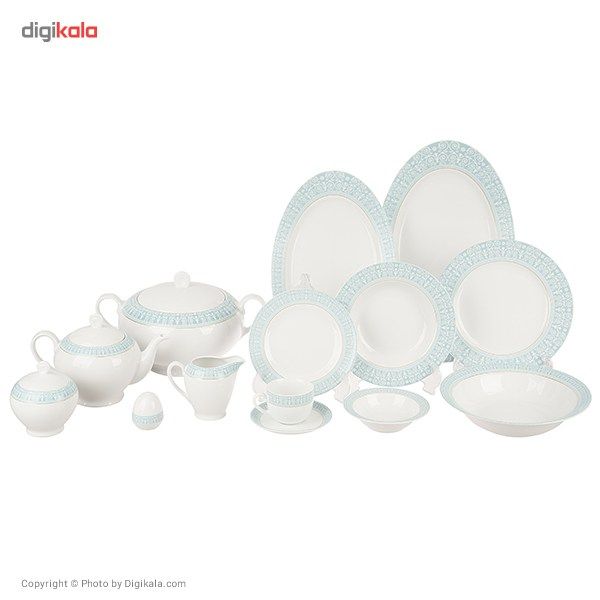 سرویس 102 پارچه چینی زرین ایران سری ایتالیا اف مدل سپید صدف درجه یک