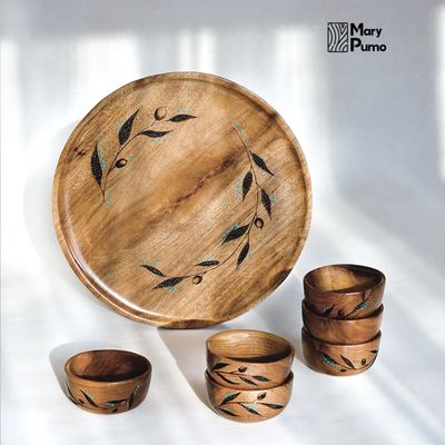 سینی و پیاله _ چوب گردو