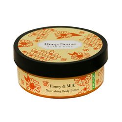 کره بدن دیپ سنس مدل Honey حجم 200 میلی‌لیتر مغذی و آبرسان قوی با کره شی، روغن نارگیل و آملا، ضد خشکی و نرم‌کننده پوست با جذب سری