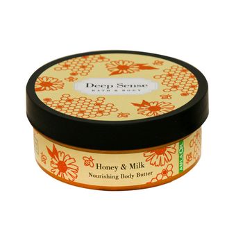کره بدن دیپ سنس مدل Honey حجم 200 میلی‌لیتر مغذی و آبرسان قوی با کره شی، روغن نارگیل و آملا، ضد خشکی و نرم‌کننده پوست با جذب سری