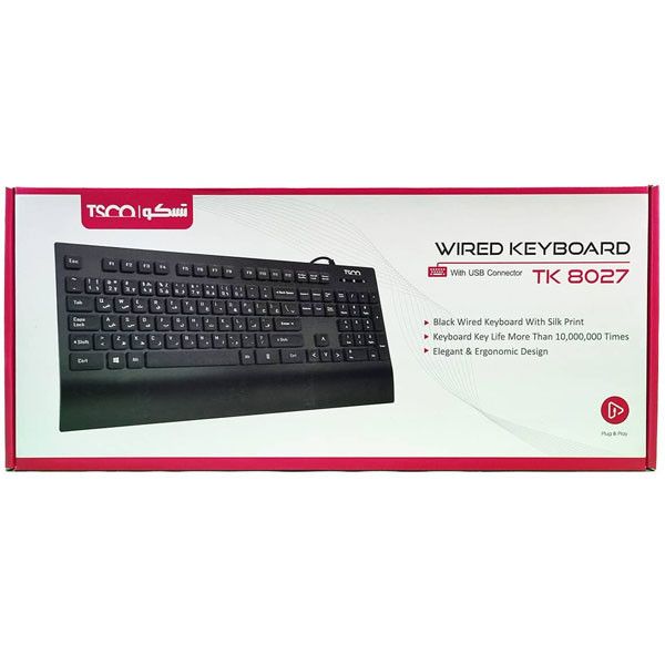 کیبورد تسکو مدل TK 8027 با حروف فارسی، سوییچ ممبران، Full-Size