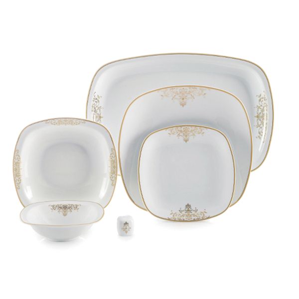 سرویس غذاخوری 27 پارچه چینی زرین ایران سری کواترو مدل مونت کارلو درجه یک