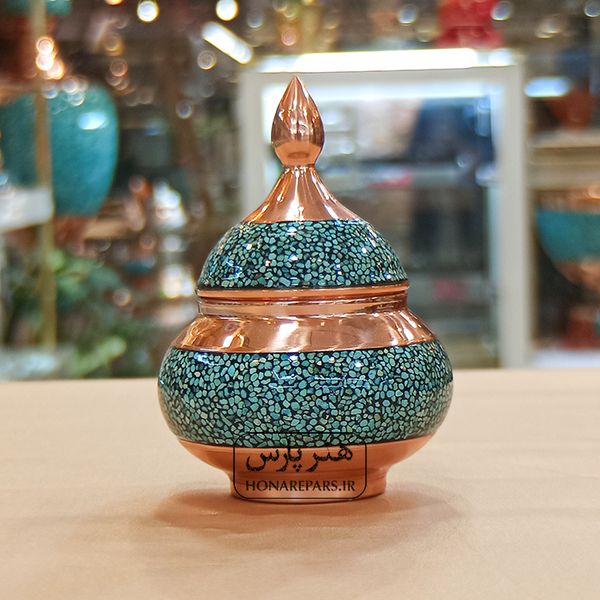 قندان مس و فیروزه نقلی