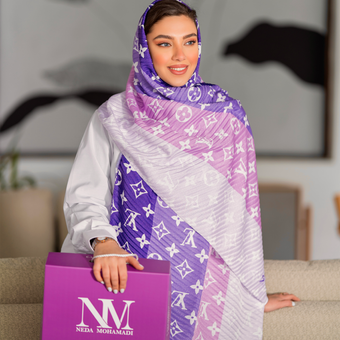 شال نخ ابریشم گارزا لویی ویتون طیفی بنفش و یاسی (بدون پلیسه)