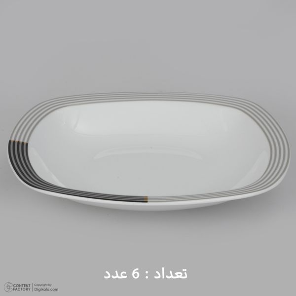 سرویس غذاخوری 27 پارچه چینی زرین ایران سری کواترو مدل وگاس اوریت درجه یک