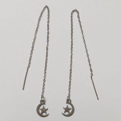گوشواره زنانه مدل بخیه طرح ماه و ستاره کد moo112*392