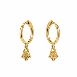 گوشواره حلقه ای آویز دار طلا 18 عیار زنانه گالری صادقی طرح ستاره