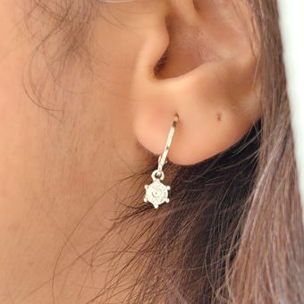 گوشواره حلقه‌ای تک‌نگین برند I AM