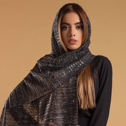 شال حریر لمه پلیسه پولکی وراداتی مشکی