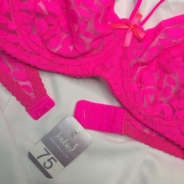 ست شورت و سوتین زنانه ژوبین مدل گیپوری طرح برگ رنگ سرخابی