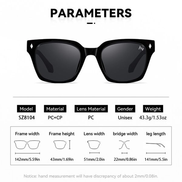 عینک آفتابی ویفرر (Wayfarer) آلبرت وگ مدل SZ8104 Obsidian