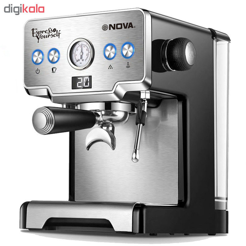 اسپرسوساز نوا مدل NOVA NCM-128EXPS، مناسب تهیه اسپرسو، کافه لاته، موکا، کاپوچینو و ماکیاتو، دارای 1 عدد نازل قهو