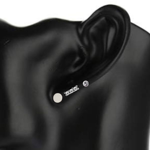 گوشواره نقره زنانه مدل مینیمال مجموعه سه عددی