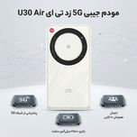 مودم جیبی 5G زد تی ای مدل U30 Air با باتری 4500 میلیآمپر ساعت، پشتیبانی از 10 کاربر همزمان، اتصال بیسیم Wi-Fi و درگاه USB Type