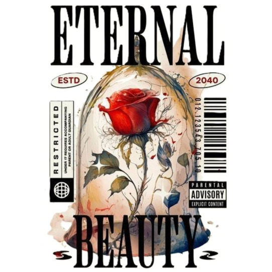برچسب اتویی لباس یا استیکر حرارتی DTF طرح ETERNAL