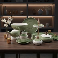 ست پذیرایی سرامیکی سُها طلاکوب 38 پارچه