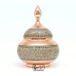 قندان کوچک مس و خاتم هنر پارس