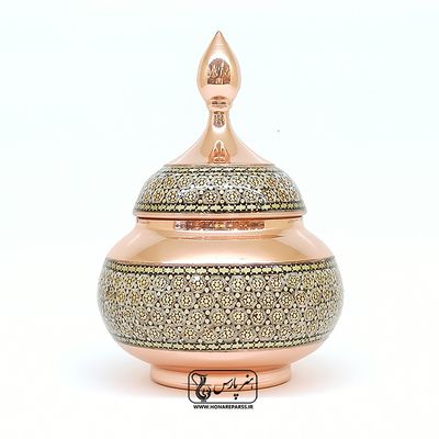 قندان کوچک مس و خاتم هنر پارس