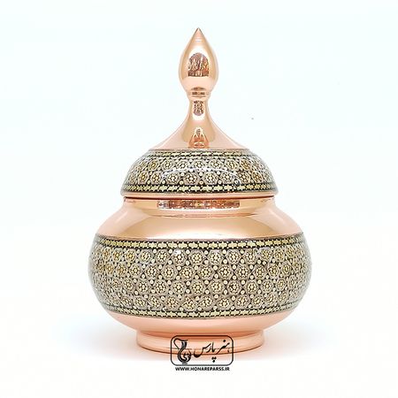 قندان کوچک مس و خاتم هنر پارس