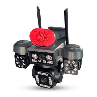 دوربین مداربسته تحت شبکه سیم‌کارتی 4 لنز مدل RS4G.MP3 با چرخش 360 درجه، دید در شب رنگی، تشخیص انسان و تعقیب سوژه، مکالمه دوطرفه