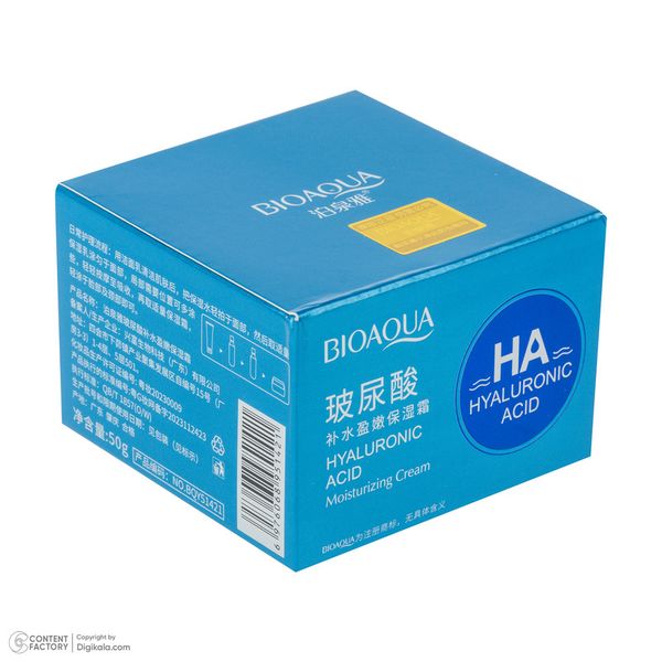 کرم مرطوب کننده دست و صورت بی آکوا مدل Hyaluronic Acid مناسب برای انواع پوست وزن 50 گرم