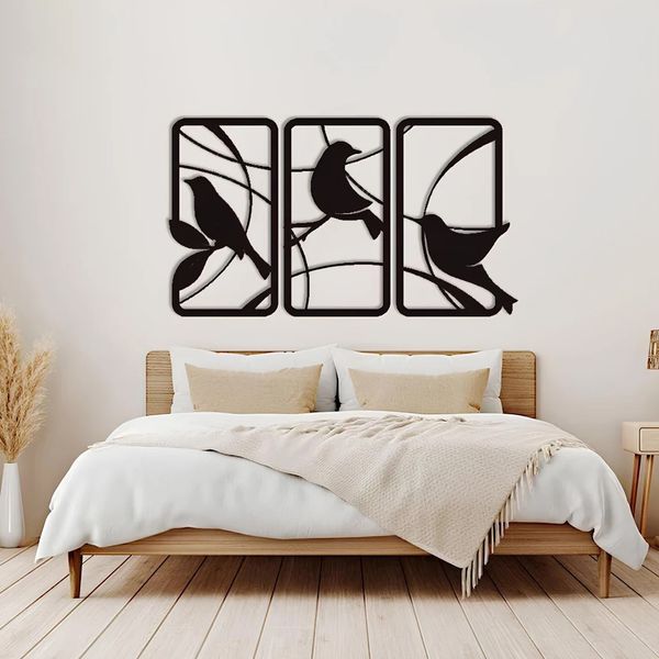 دیوارکوب مدل چوبی پرنده  کد T64-1 مجموعه سه عددی