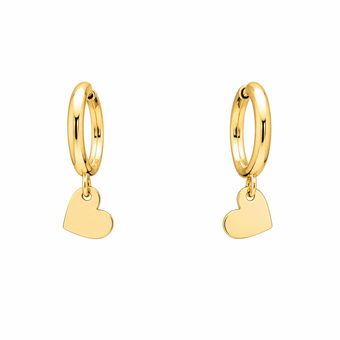 گوشواره طلا 18 عیار زنانه گالری صادقی مدل حلقه ای قلب دار